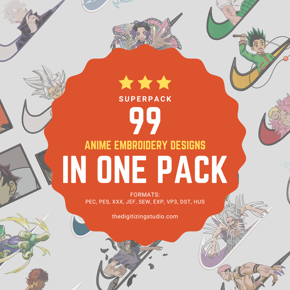 Anime Embroidery Superpack: 99 Designs + Free Exclusive Design