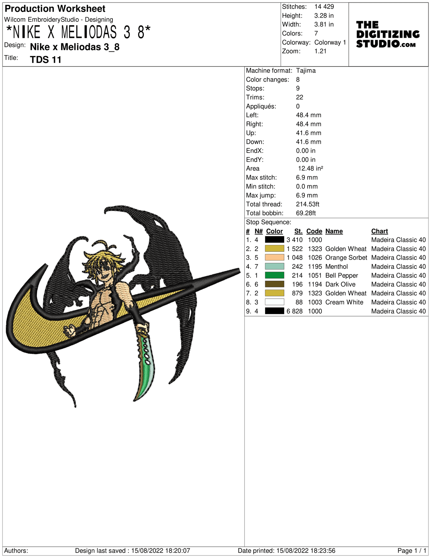 Anime Embroidery Design