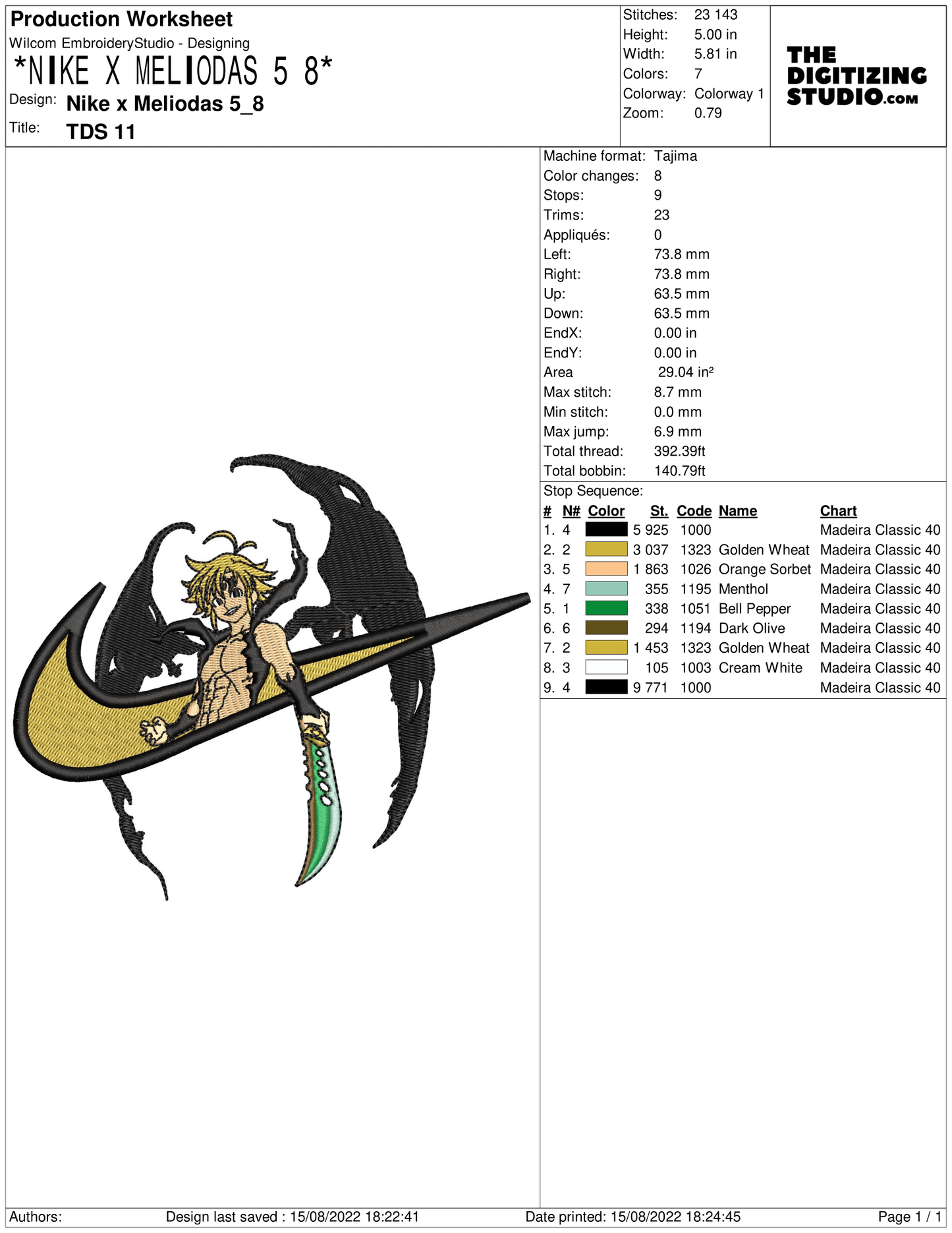 Anime Embroidery Design