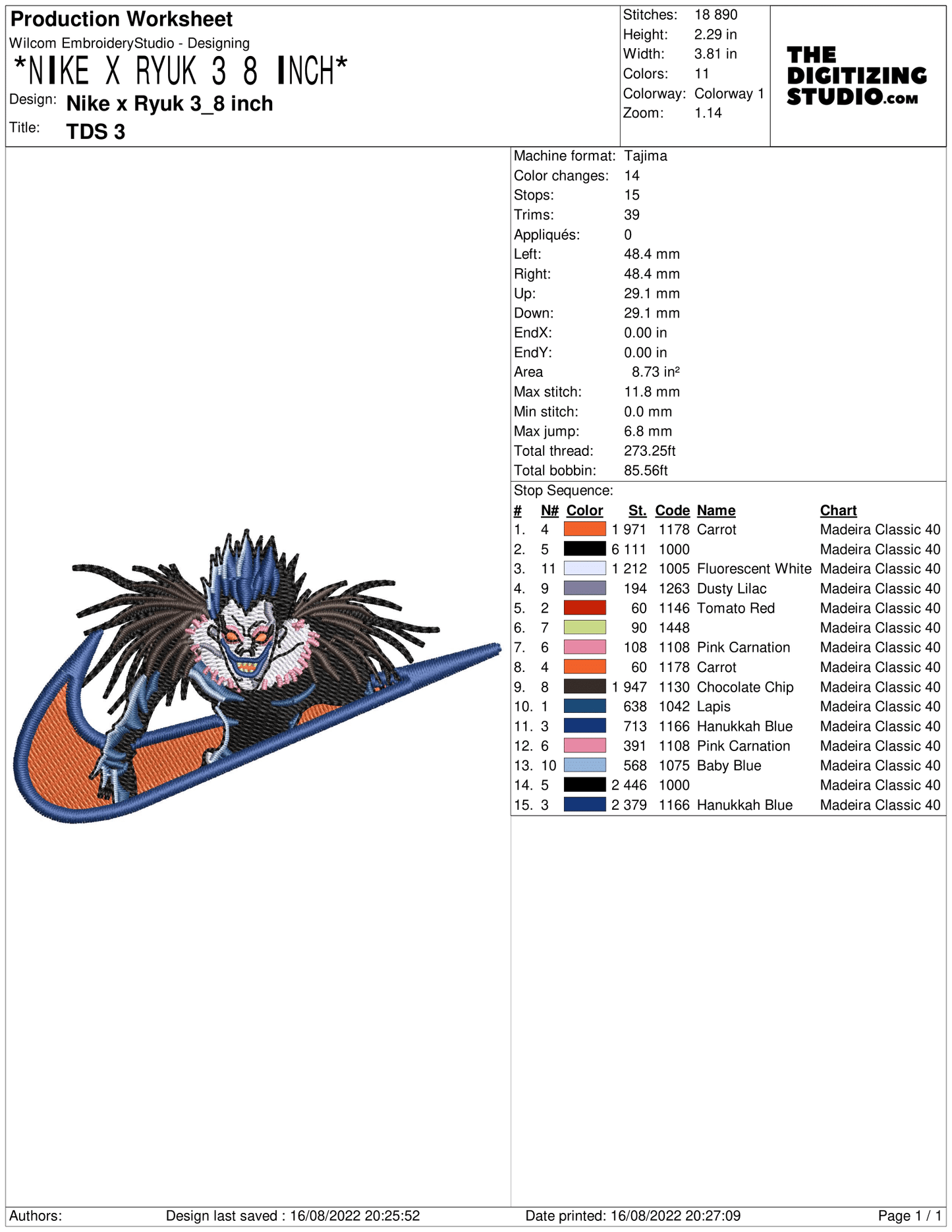 Anime Embroidery Design