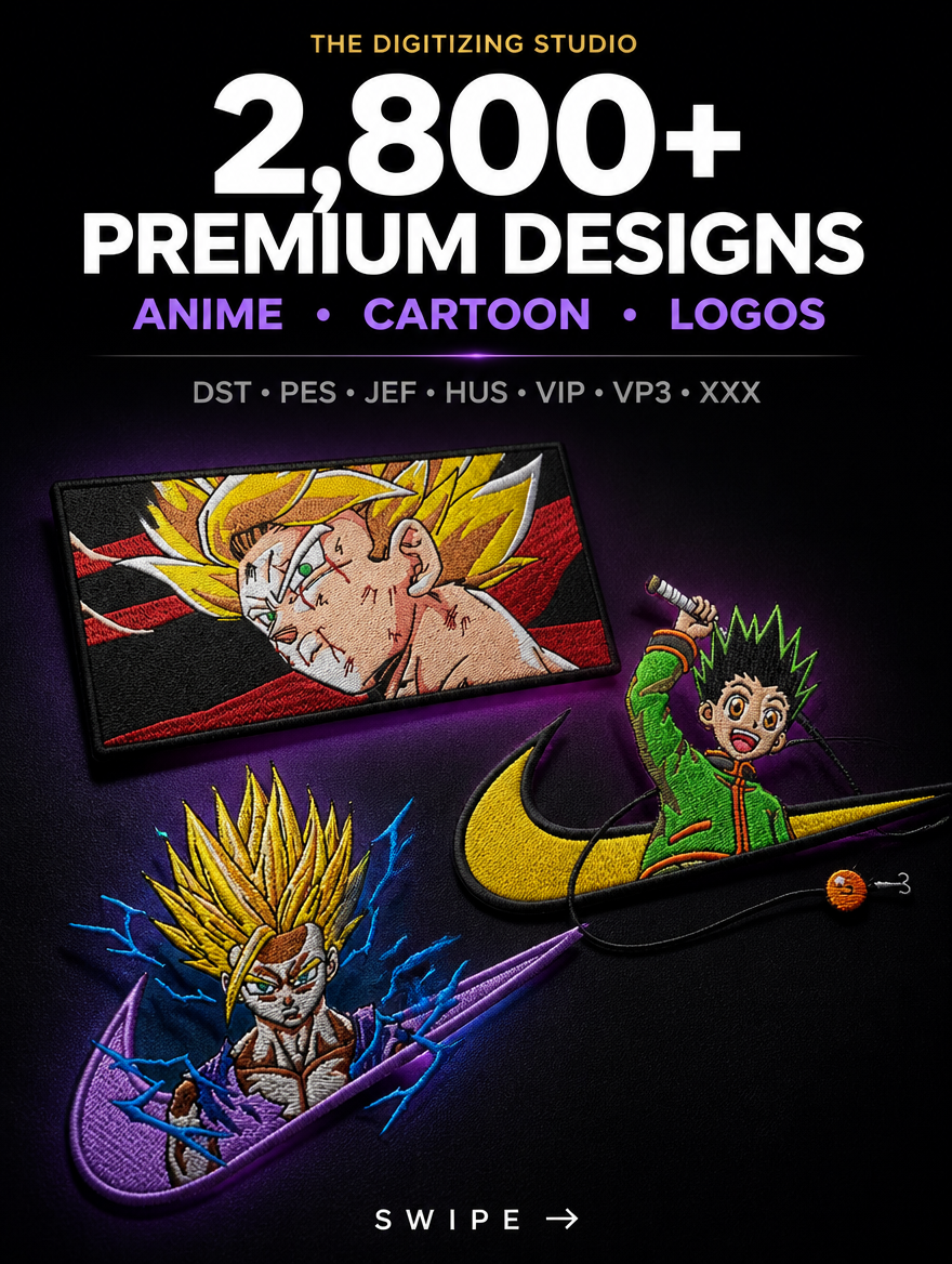 Legacy Edition | 2,800+ Embroidery Machine Designs Bundle | Anime, Cartoon, & Logo (Multiple Sizes)