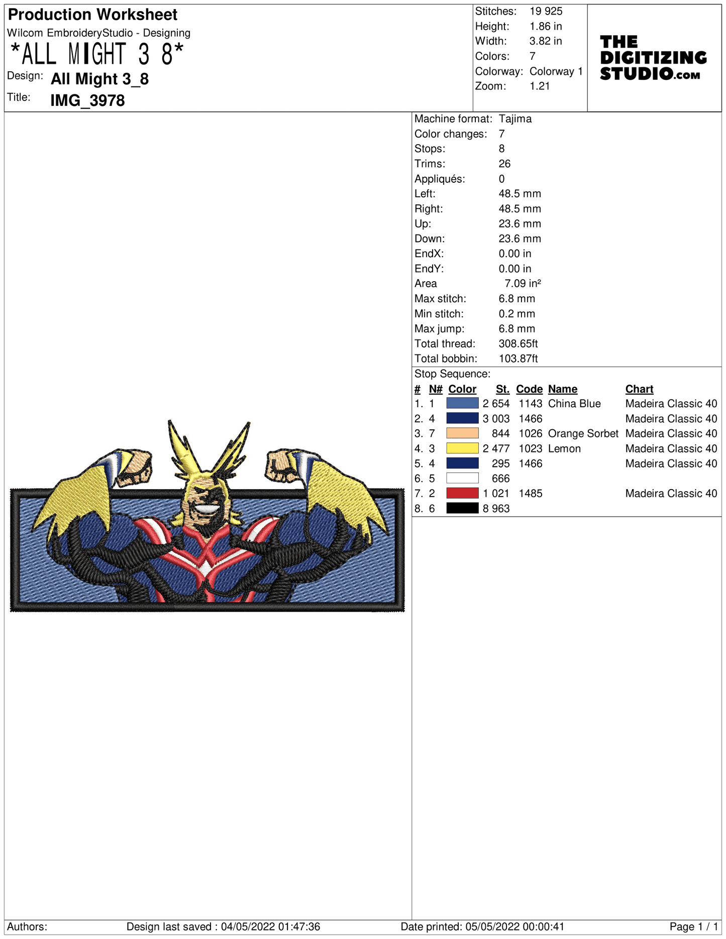 Anime Embroidery Design