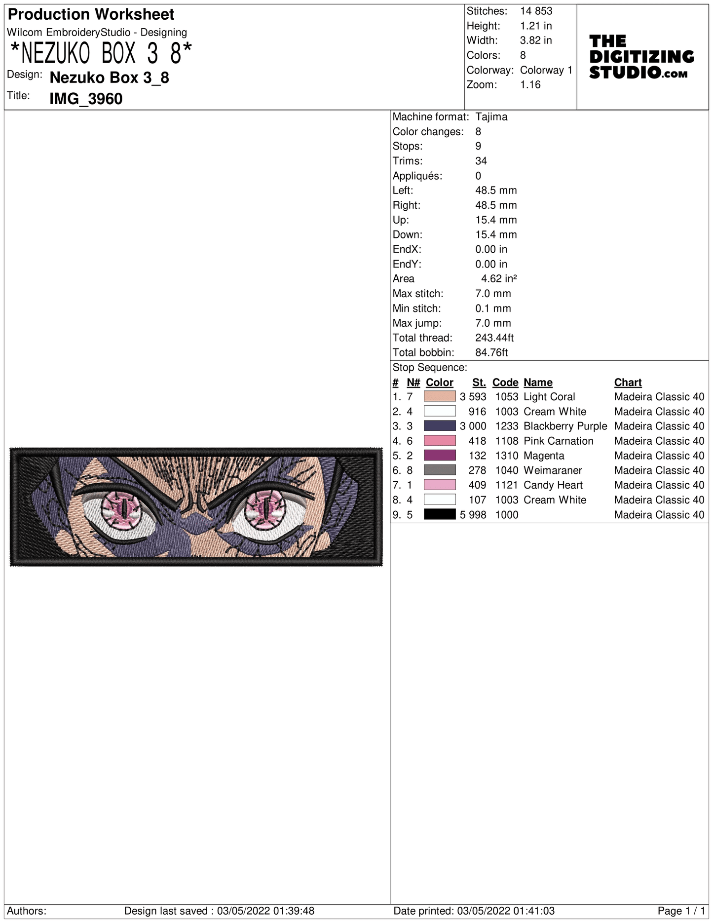 Anime Embroidery Design