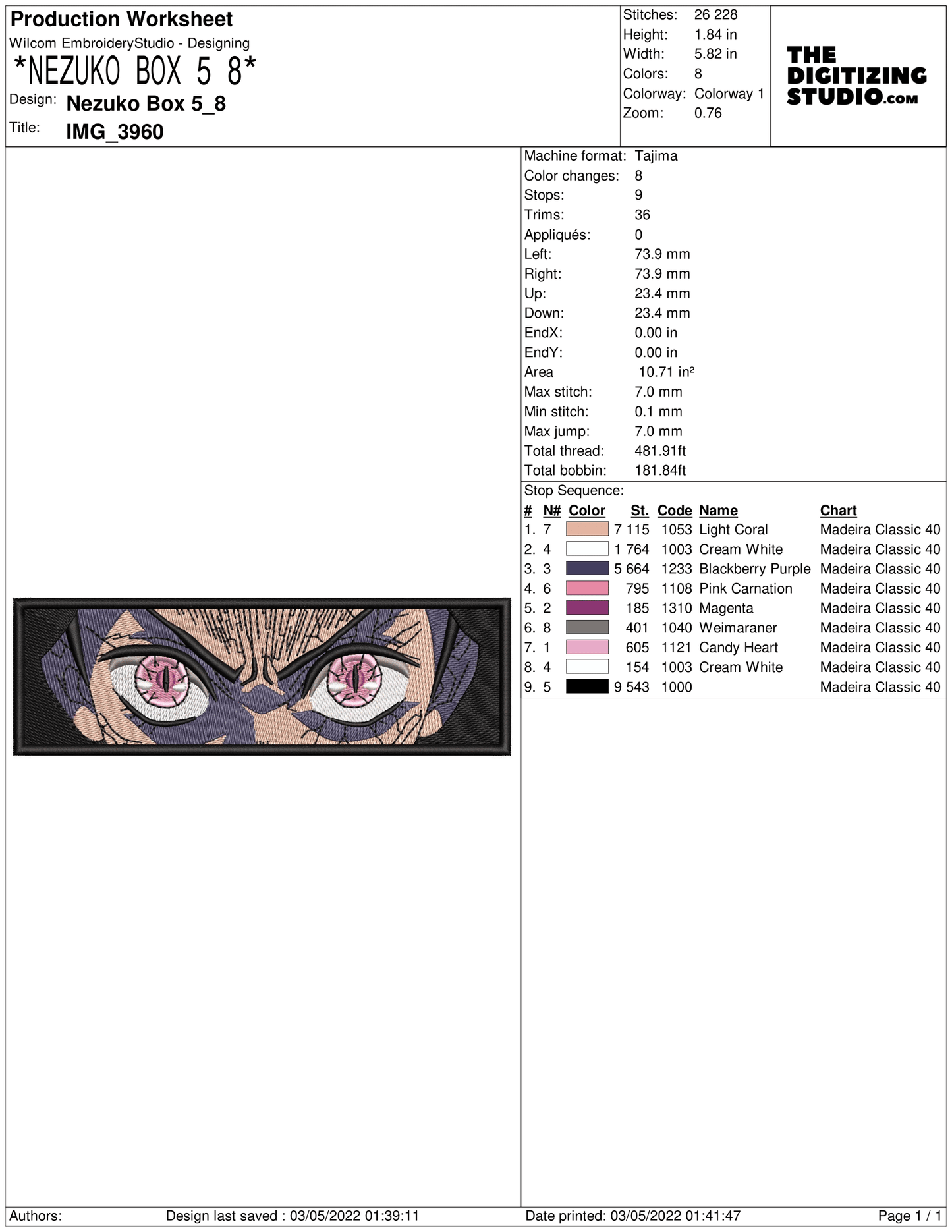 Anime Embroidery Design