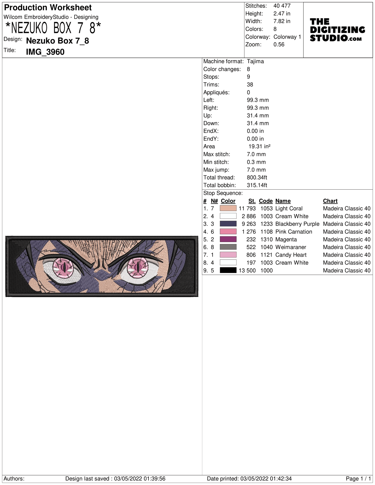 Anime Embroidery Design