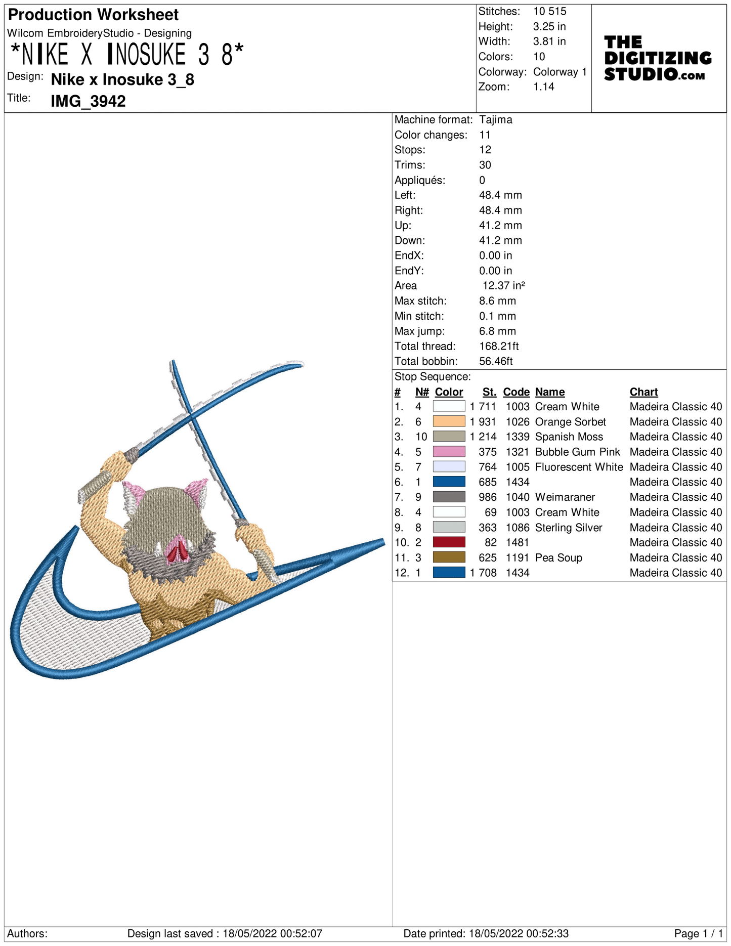 Anime Embroidery Design