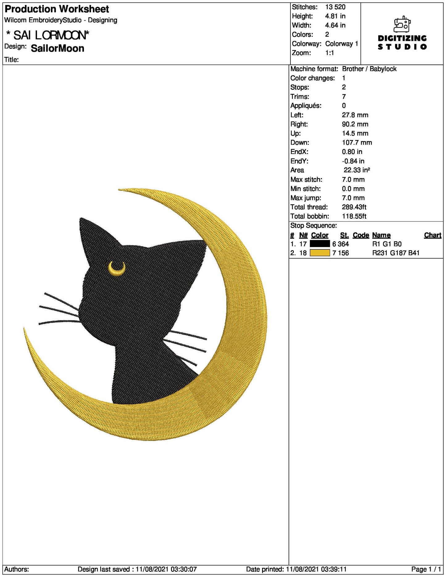 Anime Embroidery Design