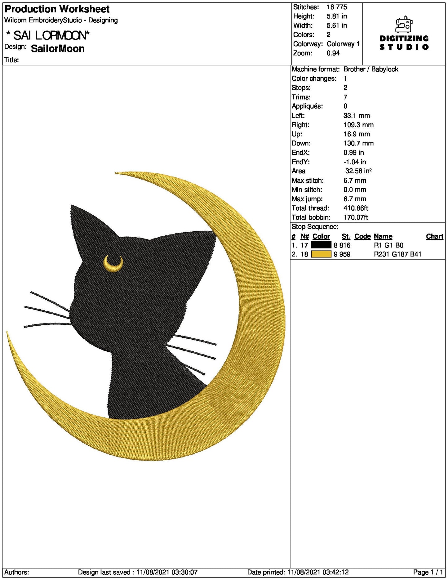 Anime Embroidery Design